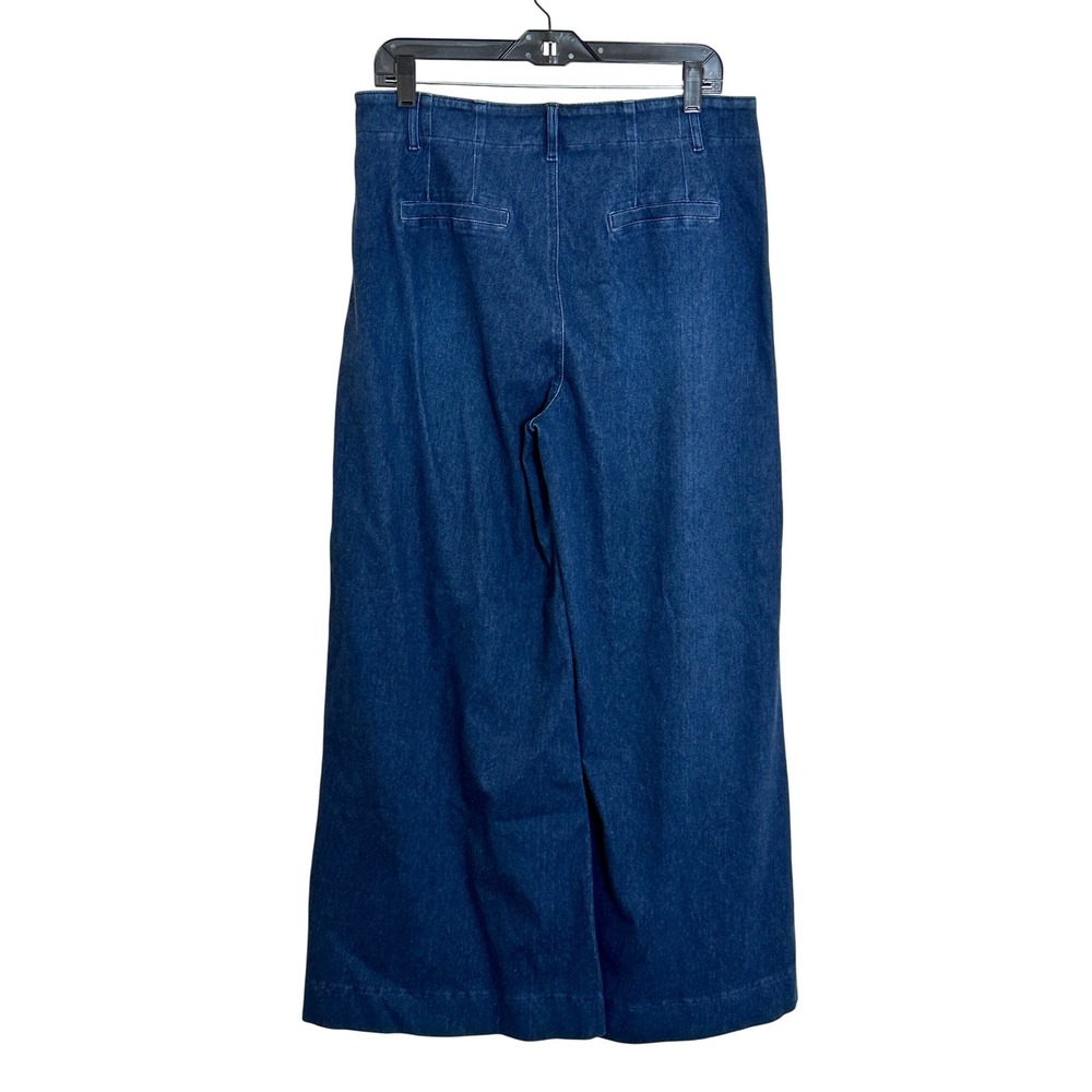 Halara Wide Leg Flex Denim Jeans Pant Size L Dark Wash Patch Pockets Stretch NEW - Picture 2 of 10
